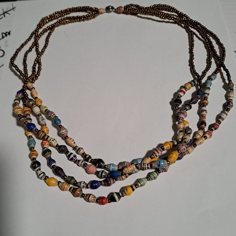 Teng Yue paper bead multi strand necklace